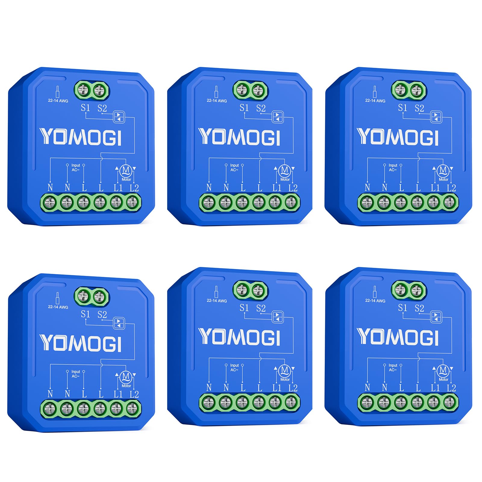 Yomogi 6 Pack Interruttore Tapparelle WiFi, Modulo Interruttore WiFi Compatibile con Alexa Google Home per Controllo Percentuale, Smart Timer per Tende Avvolgibili