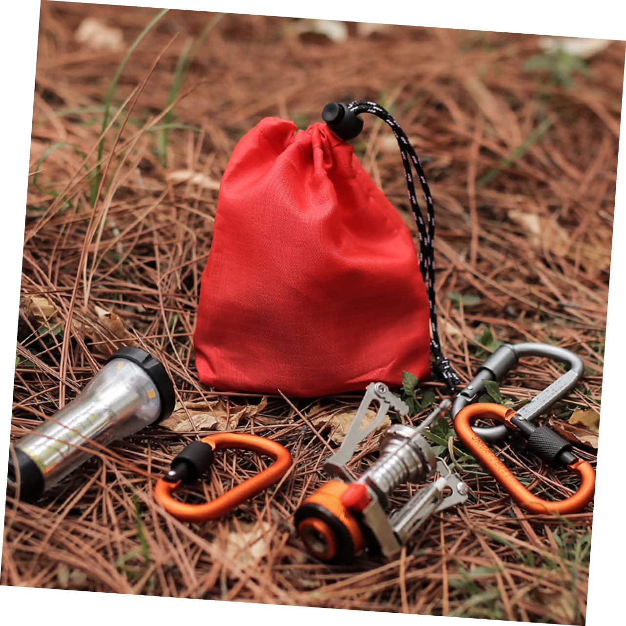 6 Pack Camping Bags Drawstring Pouches for Organizing Small Pouches Drawstring Hanging Bag Organizer for Travel Red