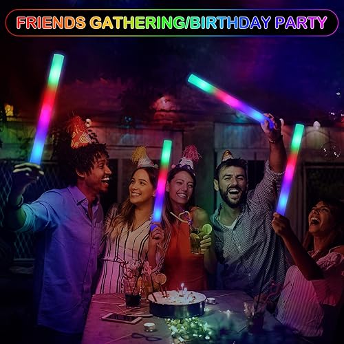 Miniatura 6 de Tuanse 240 varillas de espuma LED a granel de 16 pulgadas, 3 modos de color intermitentes, varitas de espuma con luz LED para fiestas que brillan en