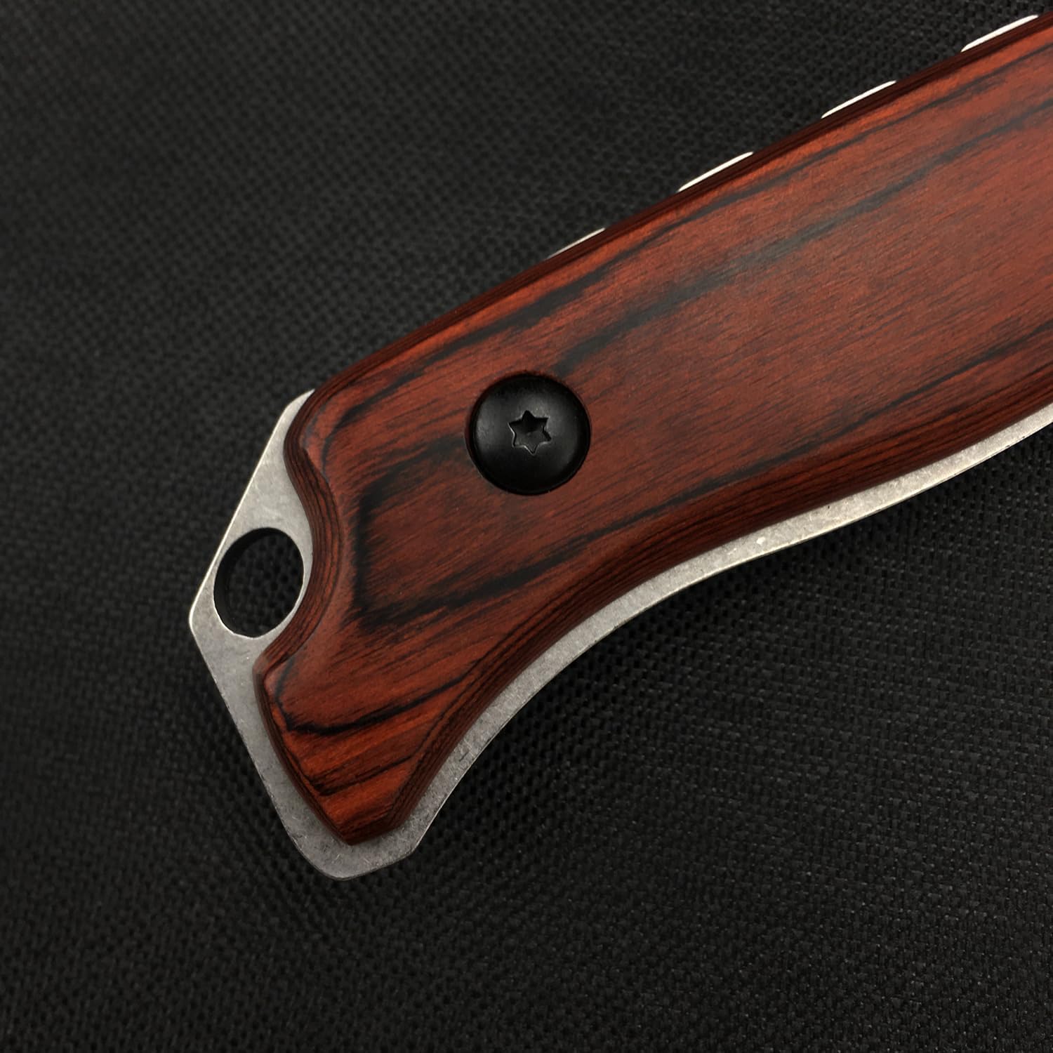 HUAAO 8.7in Fixed Blade Knife Full Tang, Drop Point 440C Blade, Wood Handle, Hunting Knife with Sheath for EDC Camping Survival