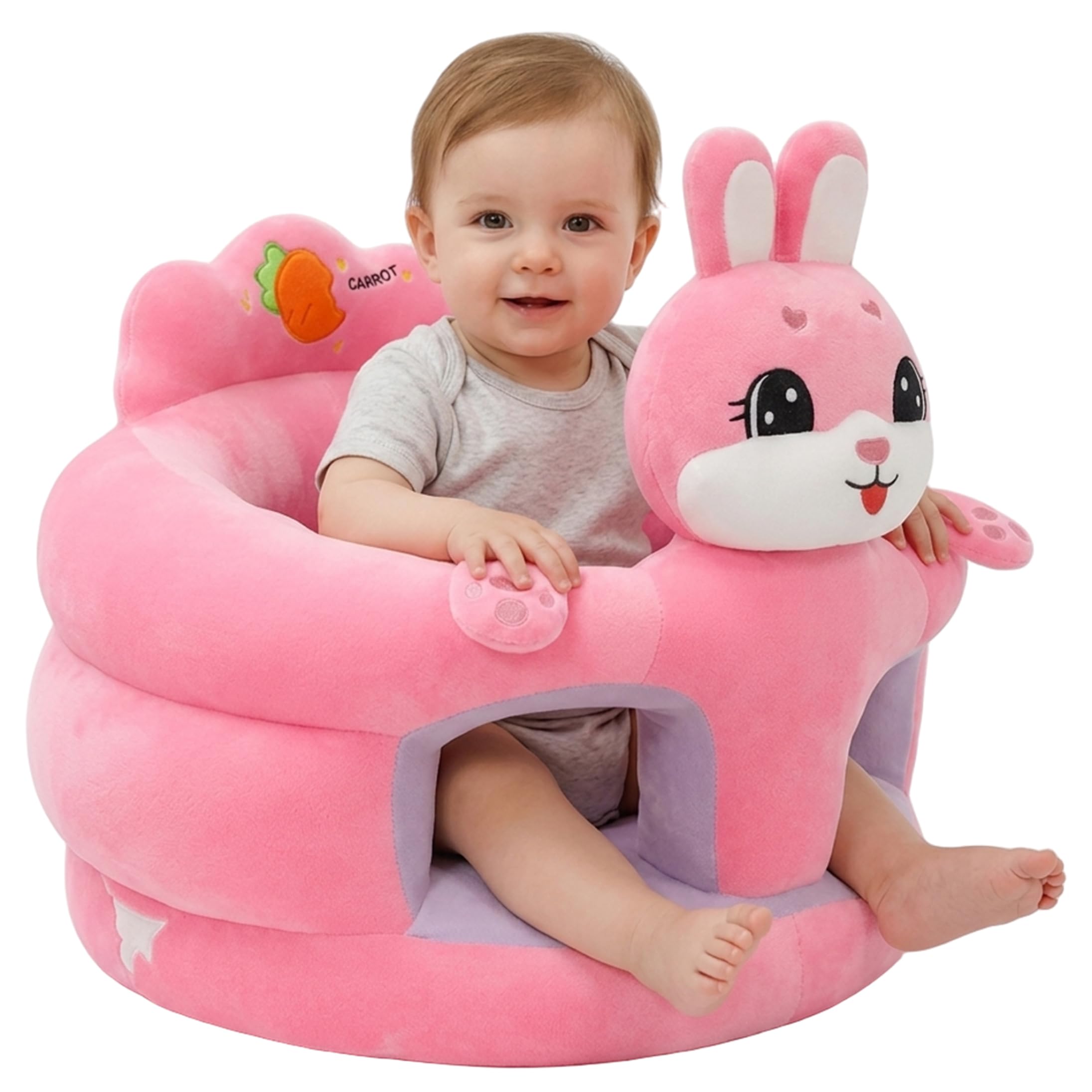 Yeaxxsqy Baby Sitting Chair: Sit Me Up Floor Seat for Baby, Portable with Ergonomic Support & Soft Plush Fabric, Bunny Design for Infants 3-12 Months