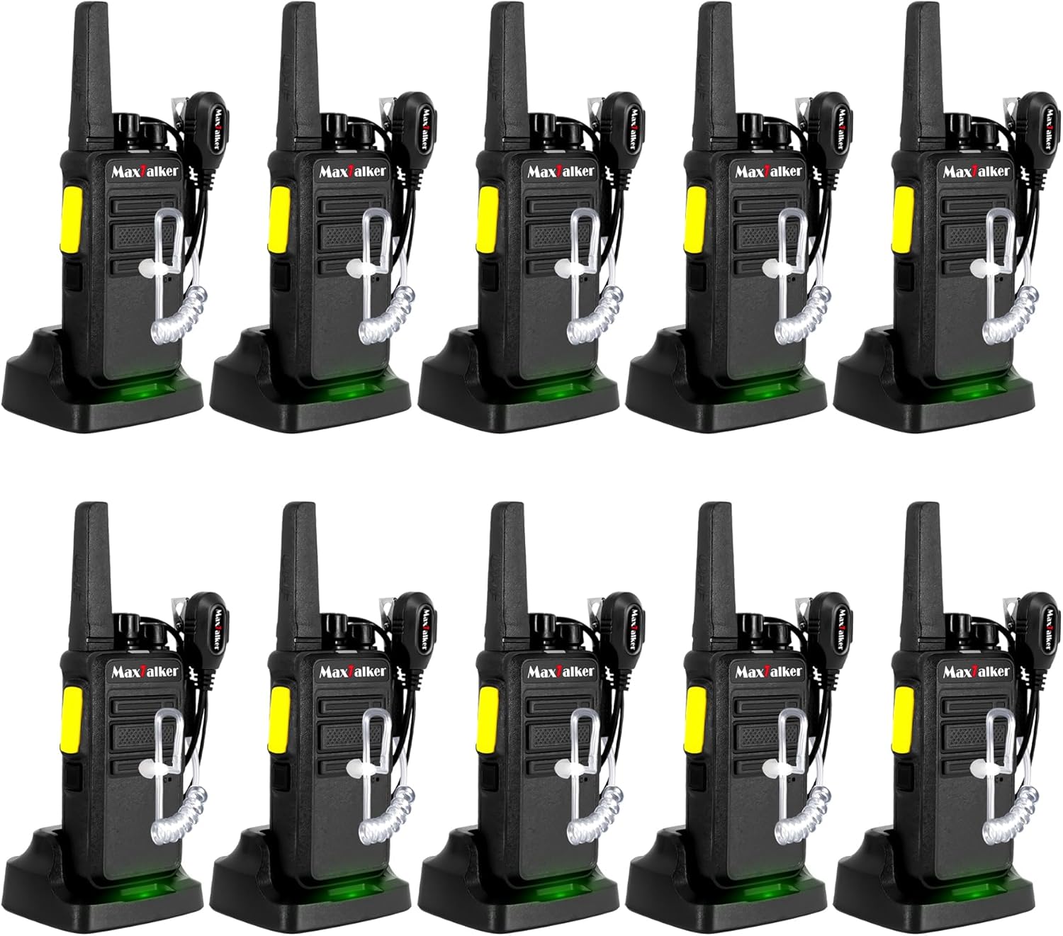 Walkie Talkies Long Range, MT12D FRS Two Way Radio Rechargeable with Earpiece, USB-C Charging, 1500mAh Battery, Radios Walkie Talkies for Adults School Restaurant Business (10 Pack)