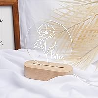Vista 59 de Luz nocturna de flor de nacimiento, luz de noche de flor de caléndula de octubre, luz LED personalizada, regalos para amigos, lámpara de noche LED