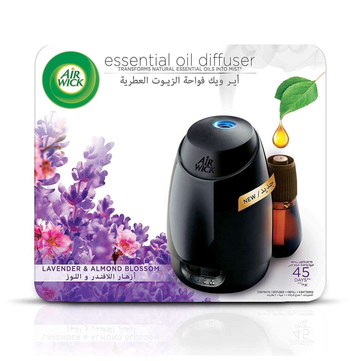 Air Wick Air Freshener Essential Oil Diffuser Kit, Lavender & Almond Blossom