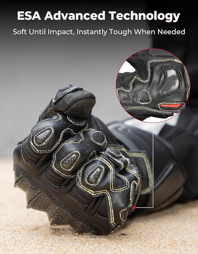 Guantes de cuero KEMIMOTO para moto hombre y mujer miniatura 4