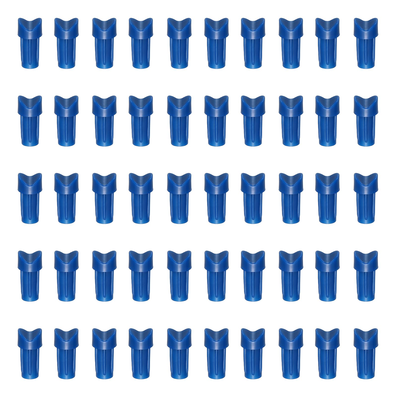 YELARXI Plastic Arrow Nocks, Half Moon Nocks Glue on Replacement Arrow Tail-Fitting For (DIY Hunting/Compound/Recurve Bow/Compound Bow) 7.6MM/0.3" ID & 50 Pcs & Plastic & Blue
