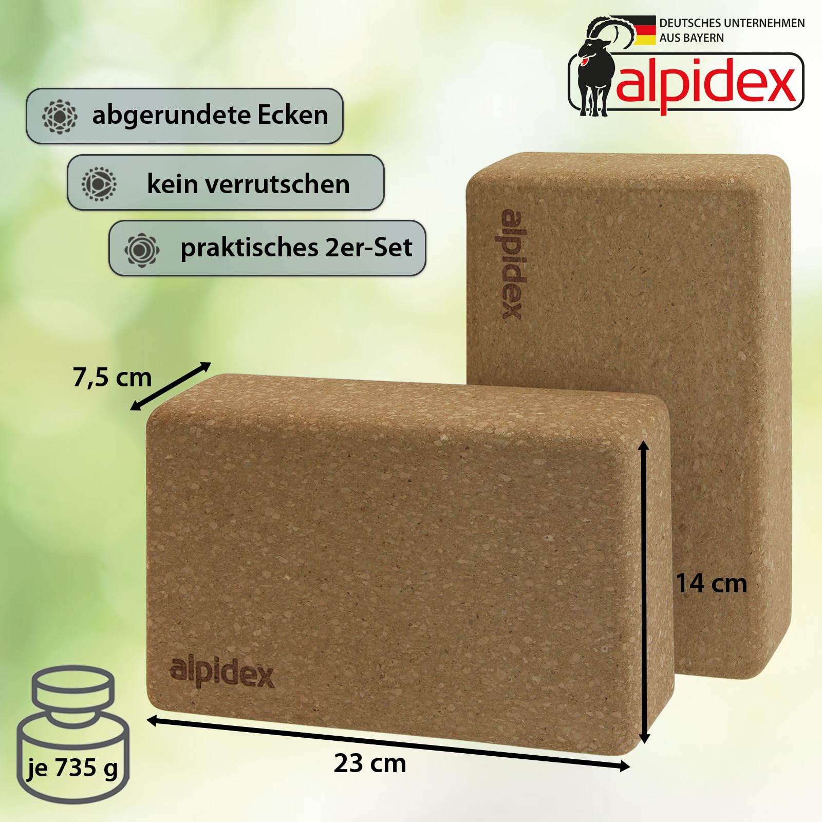 Brique De Yoga En Liège Naturel Aikyam – Écologique, Antidérapante, Durable – Liège Portugais 100% Naturel Pour Soutien Postures