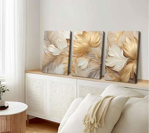 Miniatura 5 de Lienzo botánico abstracto moderno de oro, arte de pared, plantas de moda, decoración de pared, imágenes de hojas claras, póster de lujo, impresiones