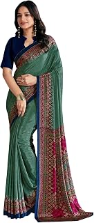 Jaanvi fashion Crepe Silk Saree for Women | Lightweight Soft Flowy Elegant Saree | Easy to Drape with Unstitched Blouse Piece Price In India