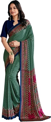 Jaanvi fashion Crepe Silk Saree for Women | Lightweight Soft Flowy Elegant Saree | Easy to Drape with Unstitched Blouse Piece