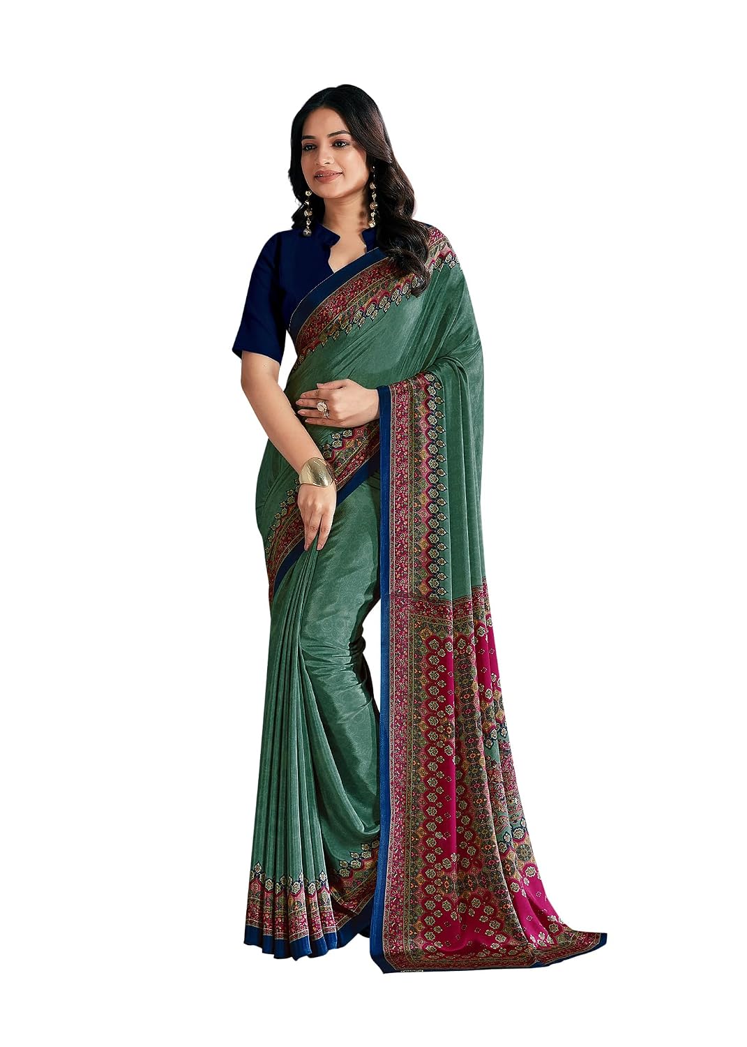 Jaanvi fashion Crepe Silk Saree for Women | Lightweight Soft Flowy Elegant Saree | Easy to Drape with Unstitched Blouse Piece