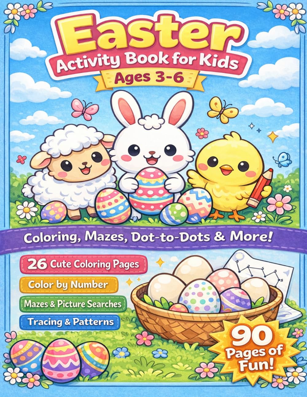 Easter Activity Book for Kids: Coloring, Mazes, Dot-to-Dots, Tracing & Fun Learning Games for Ages 3–6