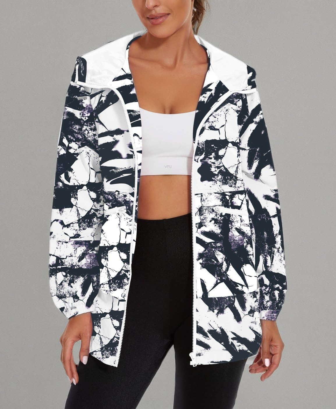 PESION Womens Waterproof Raincoat Lightweight Rain Jacket Trench Coat Hooded Windbreaker With Pockets for Outdoor - Image 8