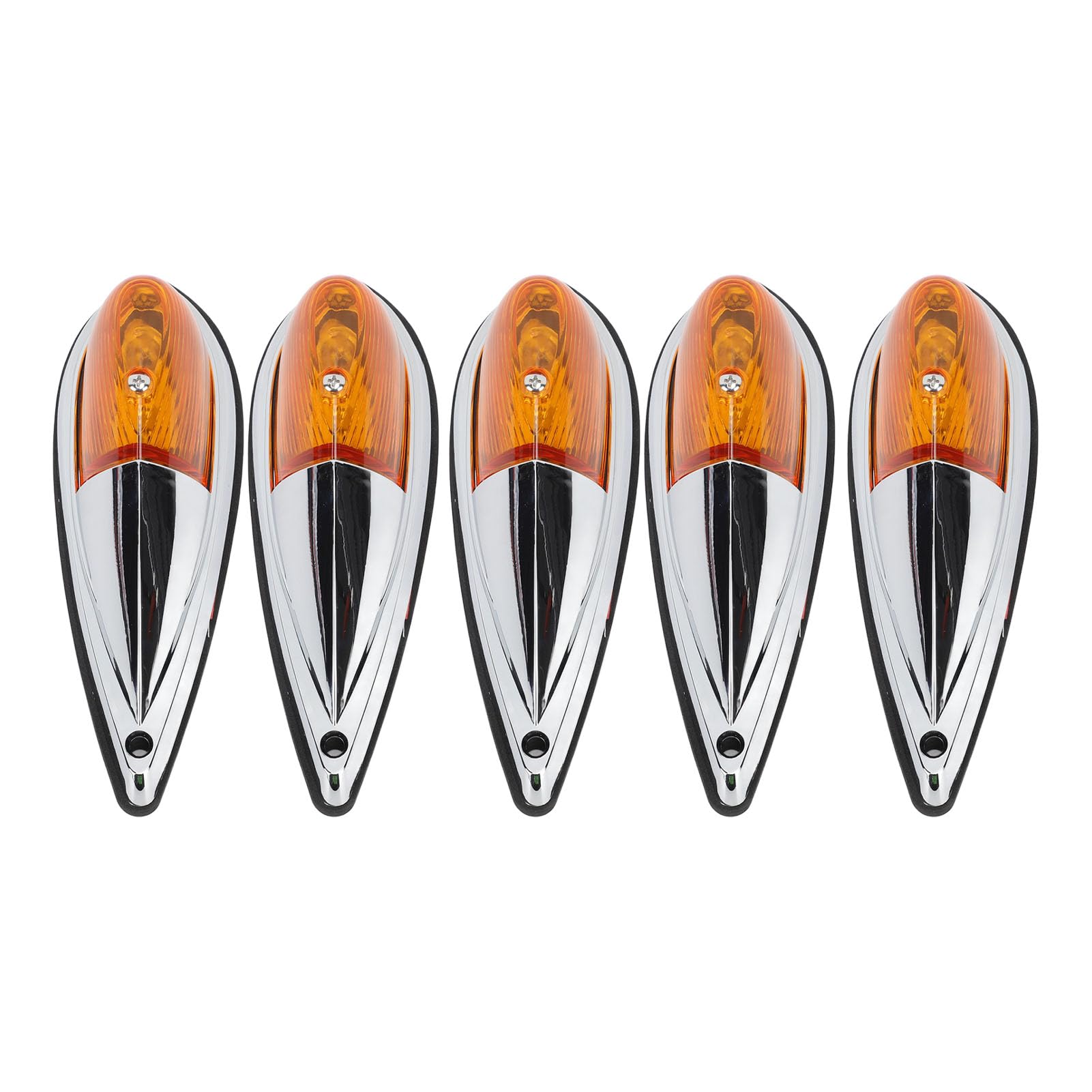 KIMISS 5 Lumières de Toit de Cabine de Larme Ambre Universel pour Camions RV, Feux de Toit avec Vis de Montage, Ampoules Halogènes Super Brillantes Améliorent la sécurité de Conduite de