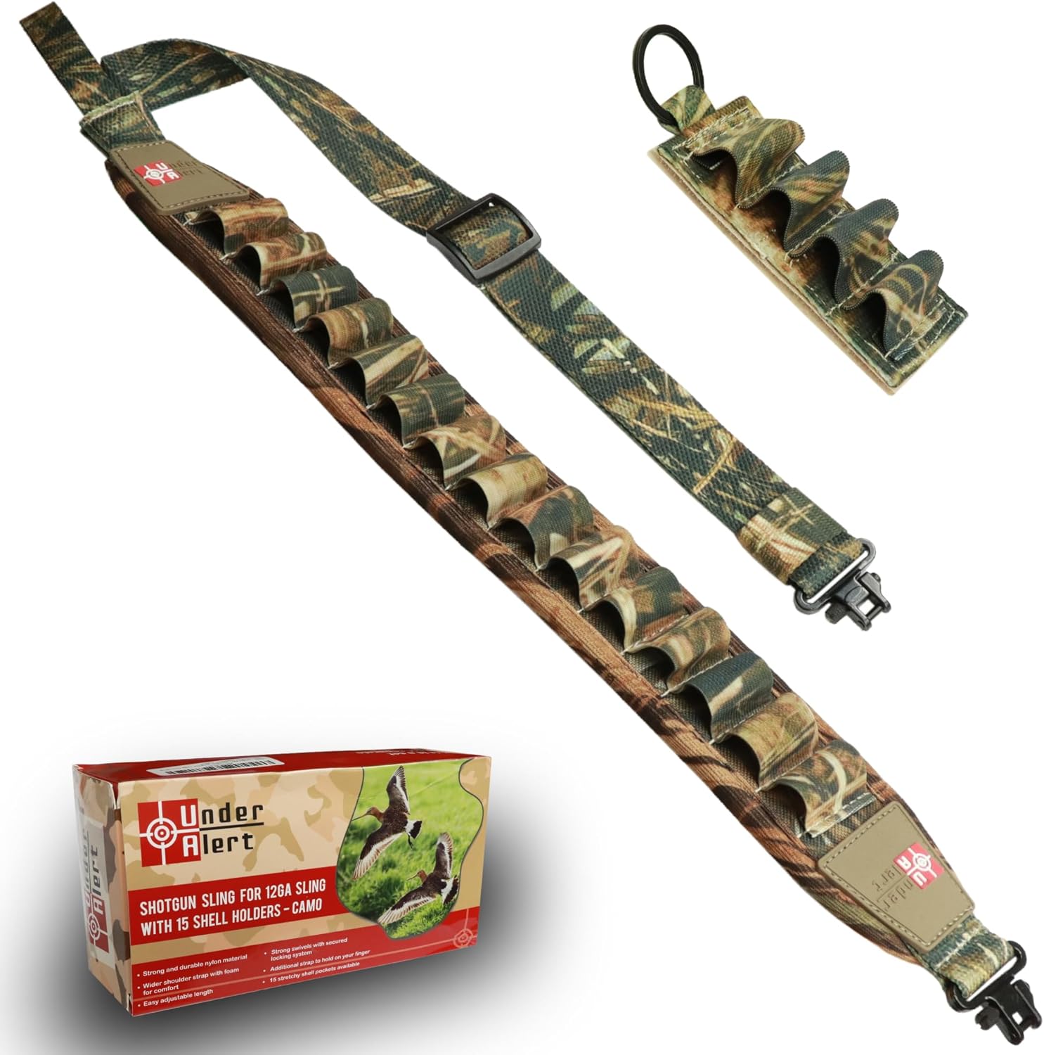 Underalert Shotgun Sling for 12ga Gun Sling for Shotgun with 15 Shell Holders