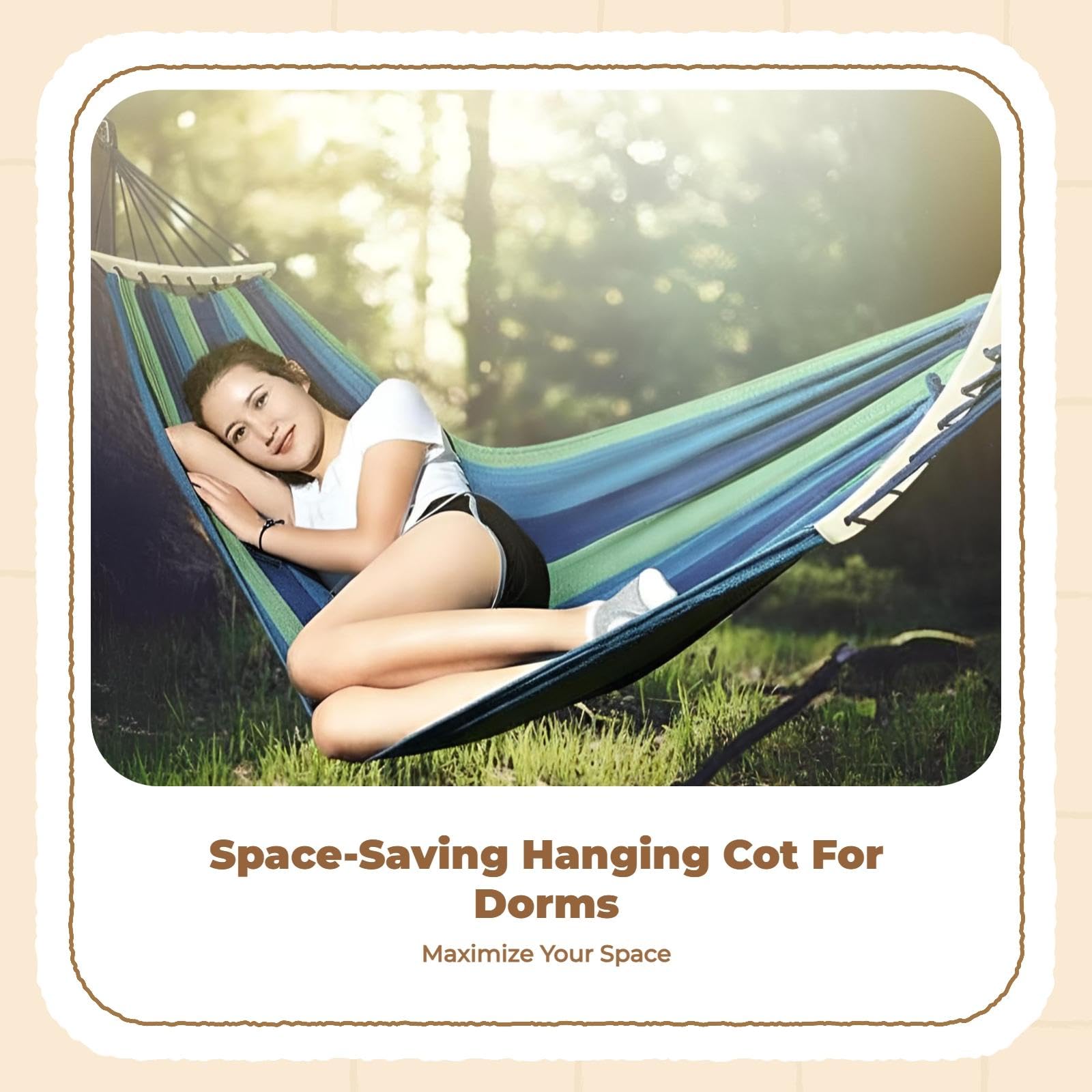 Enakshi® Single-Person Hanging cot, Thick Canvas, Anti-Rollover, for Outdoor and Indoor Hanging Blue Green 200 * 100cm|Home & Garden | Furniture | Sofas Loveseats & Chaises-image-11