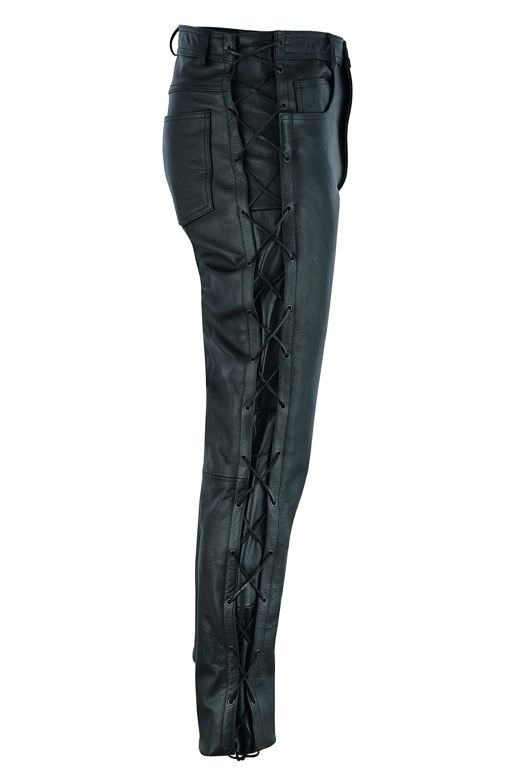 Texpeed motorradhose leder herren mit protektoren - Geschnürt Schwarz Echtleder Mit Rüstung (EN 1621-1) Biker gepanzerte - 6XL | EN 17092 Motorradverstärktes Kleidungsstück, EN 1621-1 [Level 1] Flexible Biker-Rüstung, echtes Rindsleder