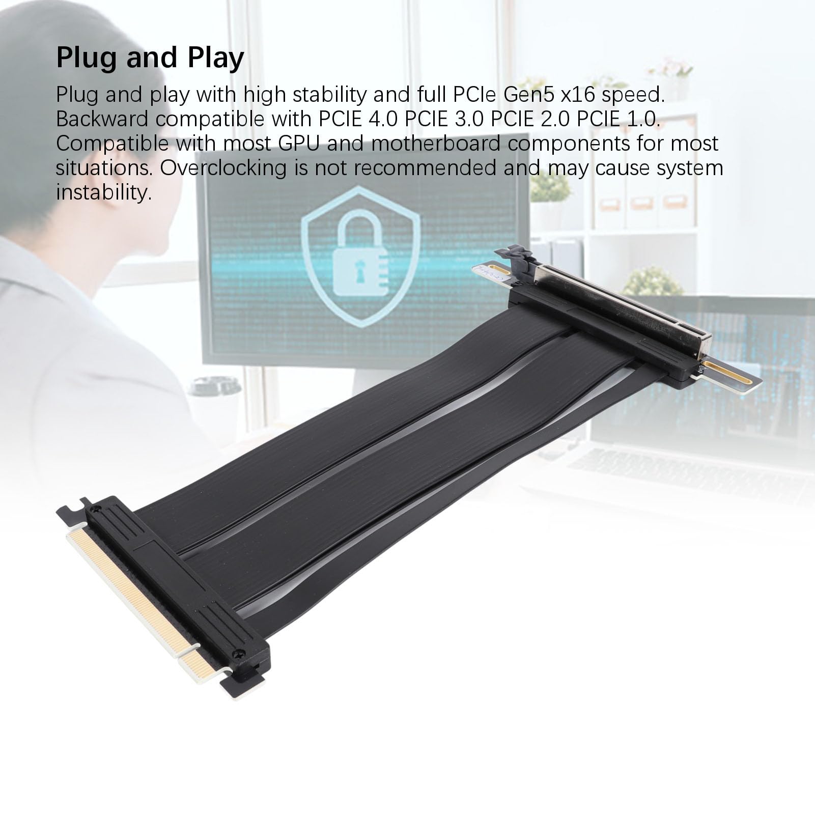 Cocoarm Cable Riser PCIe Gen5 X16, 20cm Doble 90 Grados