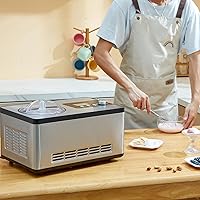 Vista 8 de VEVOR Automatic Ice Cream Maker with Built-in Compressor, 2 Quart No Pre-freezing Fruit Yogurt Machine, Stainless Steel Electric Sorbet Maker, 3