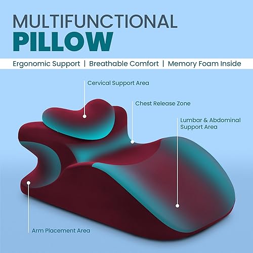 Miniatura 4 de Almohada de cuña de espuma viscoelástica para adultos, almohada ergonómica de lectura y cuña de cama para dormir, soporte de espalda, reflujo ácido