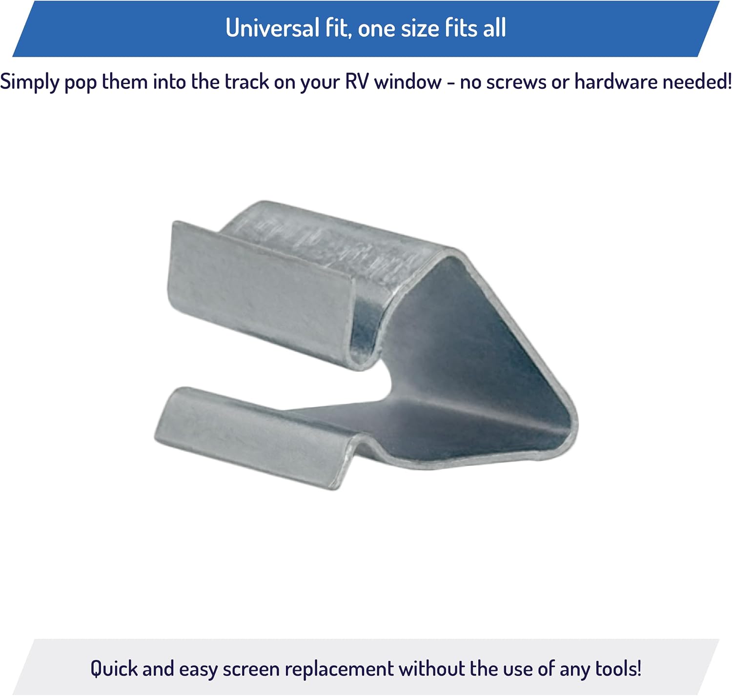 A.A RV Window Replacement Screen Clips, Spring Bail Retainer Clip, Roll Form, Stainless Steel - 50 Pack