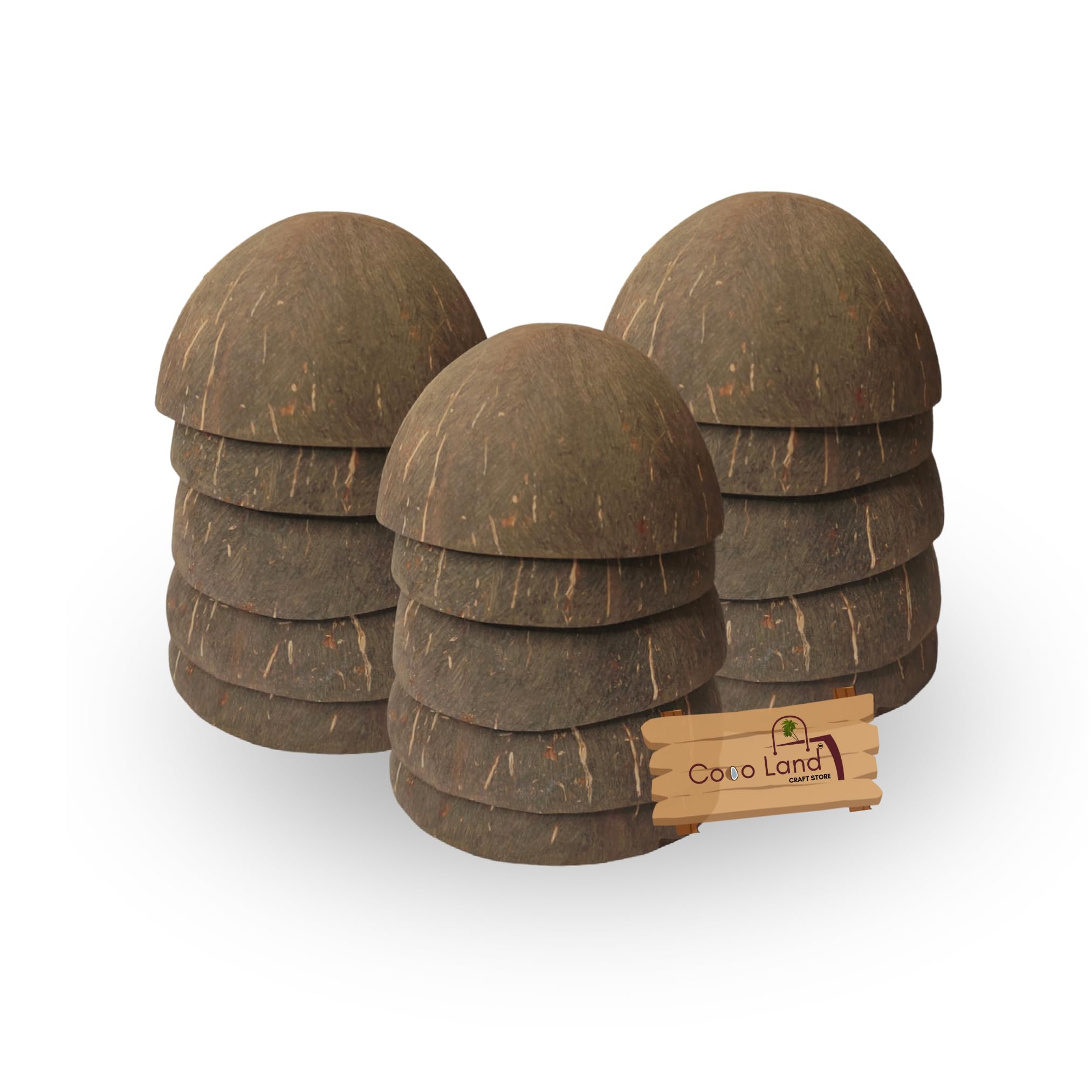 Coco Land Coconut Shell Finished Bowl (Medium Size Pack Of 15) (8-10 Cm Diameter) 150 Ml Decorative Pots/Showpieces/Candle Making Bowl/Handicraft/Agro Craft, Brown