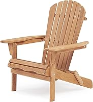 Vista 4 de Adirondack - Juego de 2 sillas plegables de madera para exteriores con respaldo de cedro macizo, cómoda silla de descanso para patio, terraza, Dorado