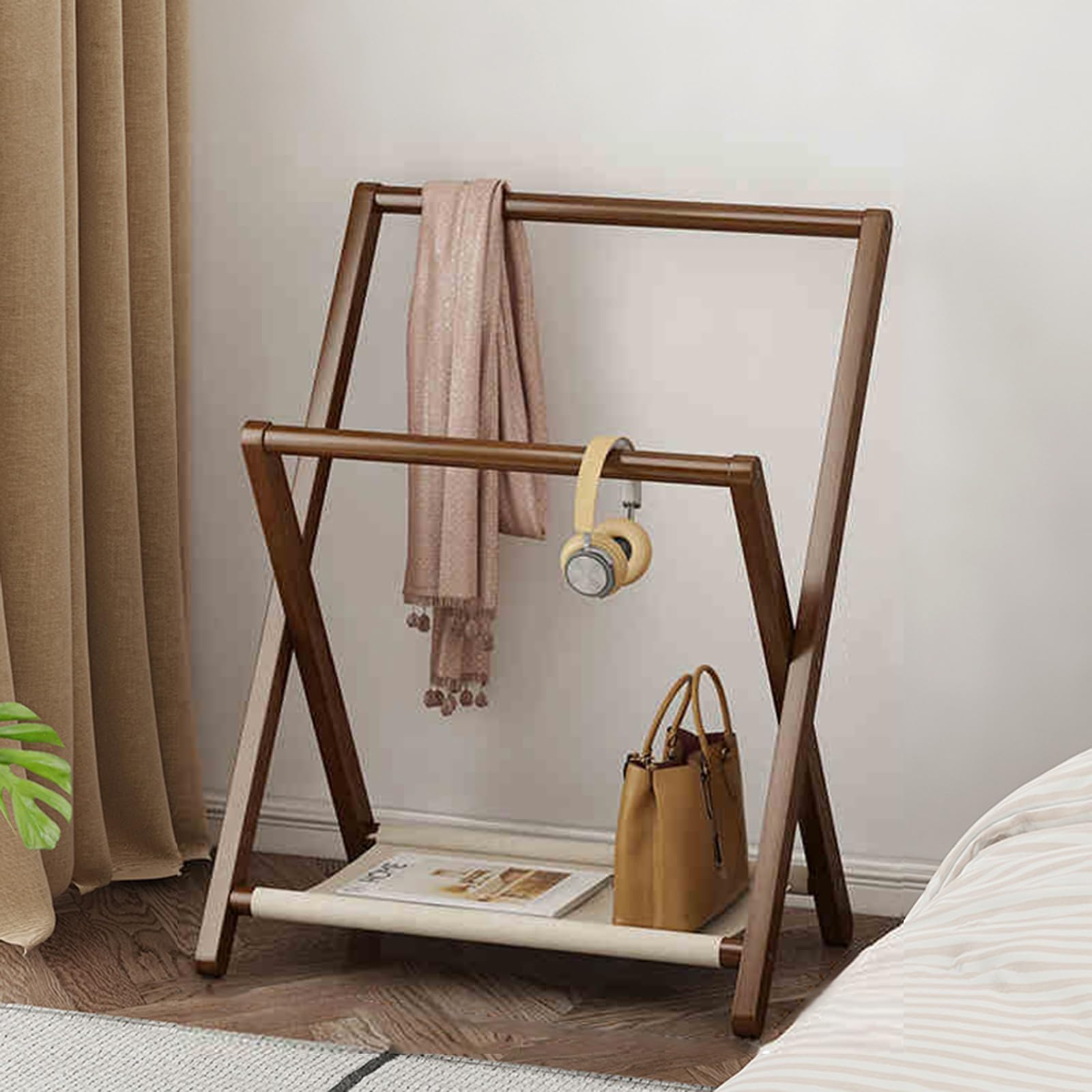 Portemanteau d'angle en bois 50x44x90cm au design minimaliste et élégant