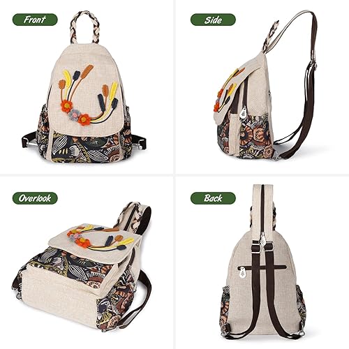 Miniatura 4 de Ladys - Bolso bandolera convertible, hecho a mano, hermoso lienzo prémium, estilo casual, minimochila para mujer