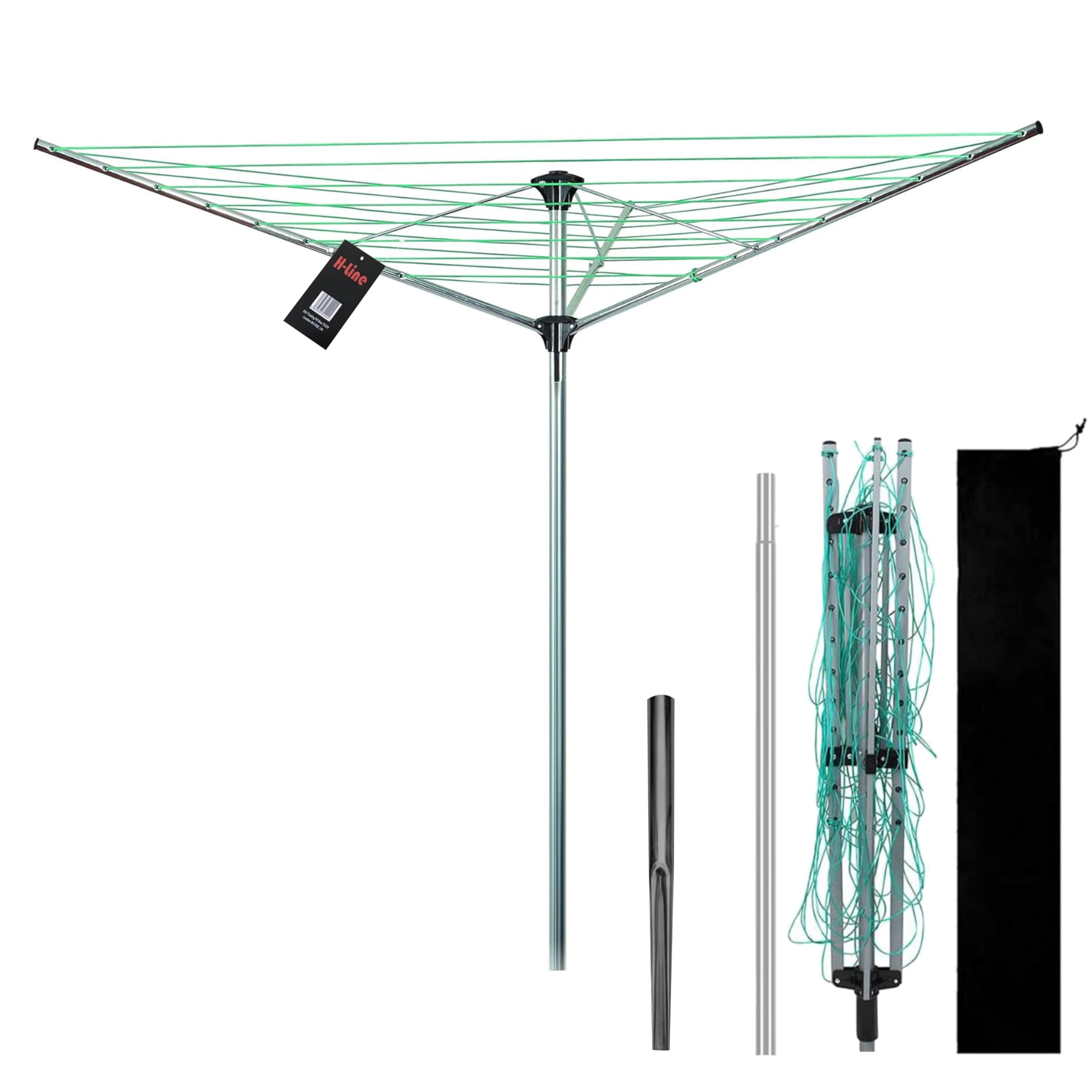 H-LINE 3 Arm 30M Rotary Airer Outdoor Garden Laundry Clothes Washing Line Dryer Folding