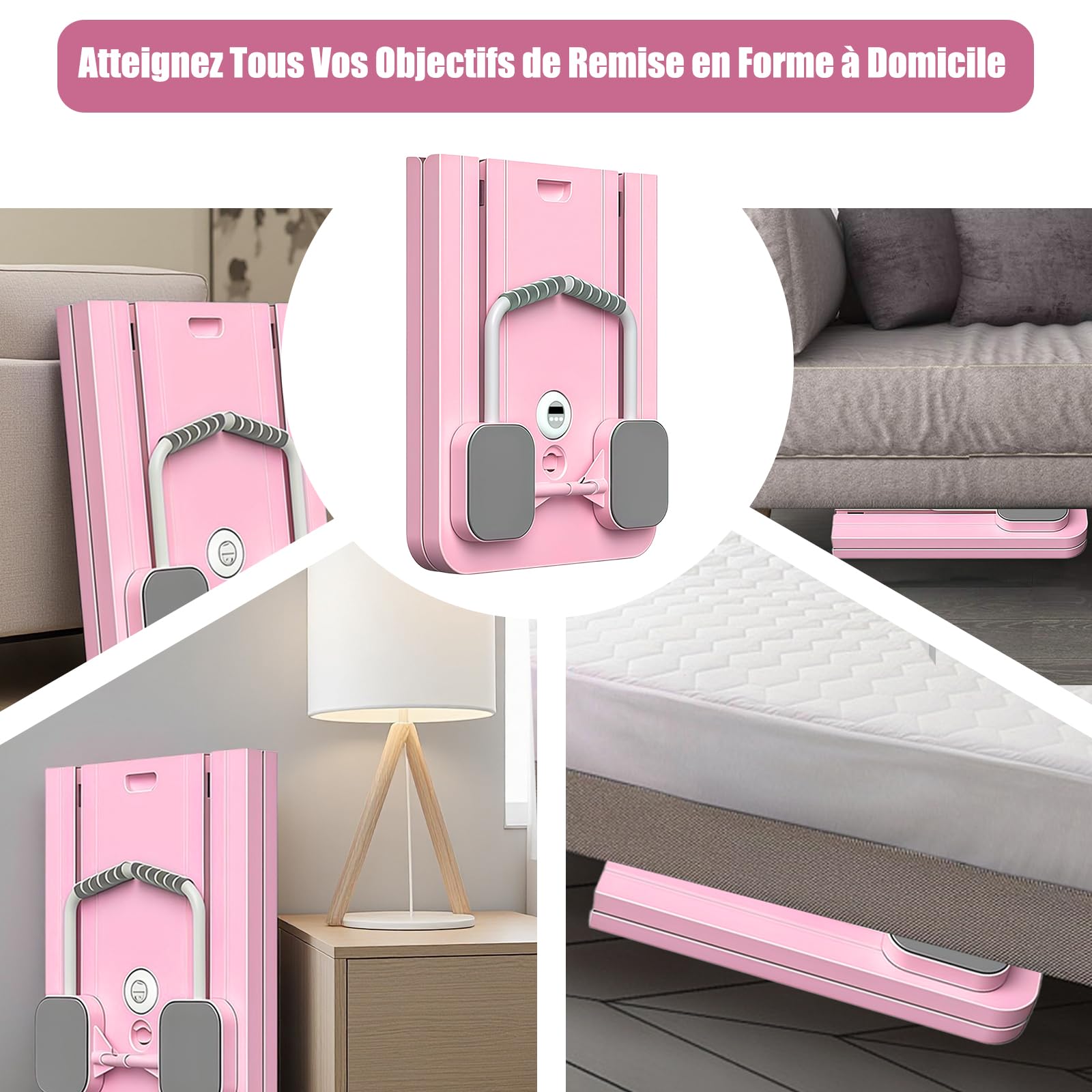 Pilates Board, 5 en 1 Pilates Reformer avec Roue Abdominale à Rebondissement Automatique et Minuterie, AB Roller Machine Pliable Multifonctionnel pour la Maison et la Salle de Sport