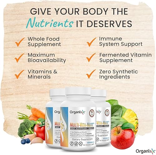 Miniatura 7 de Organixx Polvo de colágeno de origen limpio, sin sabor, 20 porciones y multivitamínico de alimentos integrales Multi-Vita-Maxx