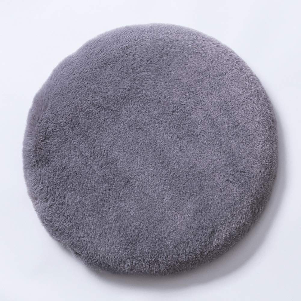 Cuscino Da Pavimento Rotondo Con Pompon – Morbida Pelliccia Sintetica, 40 Cm, Per Soggiorno E Meditazione