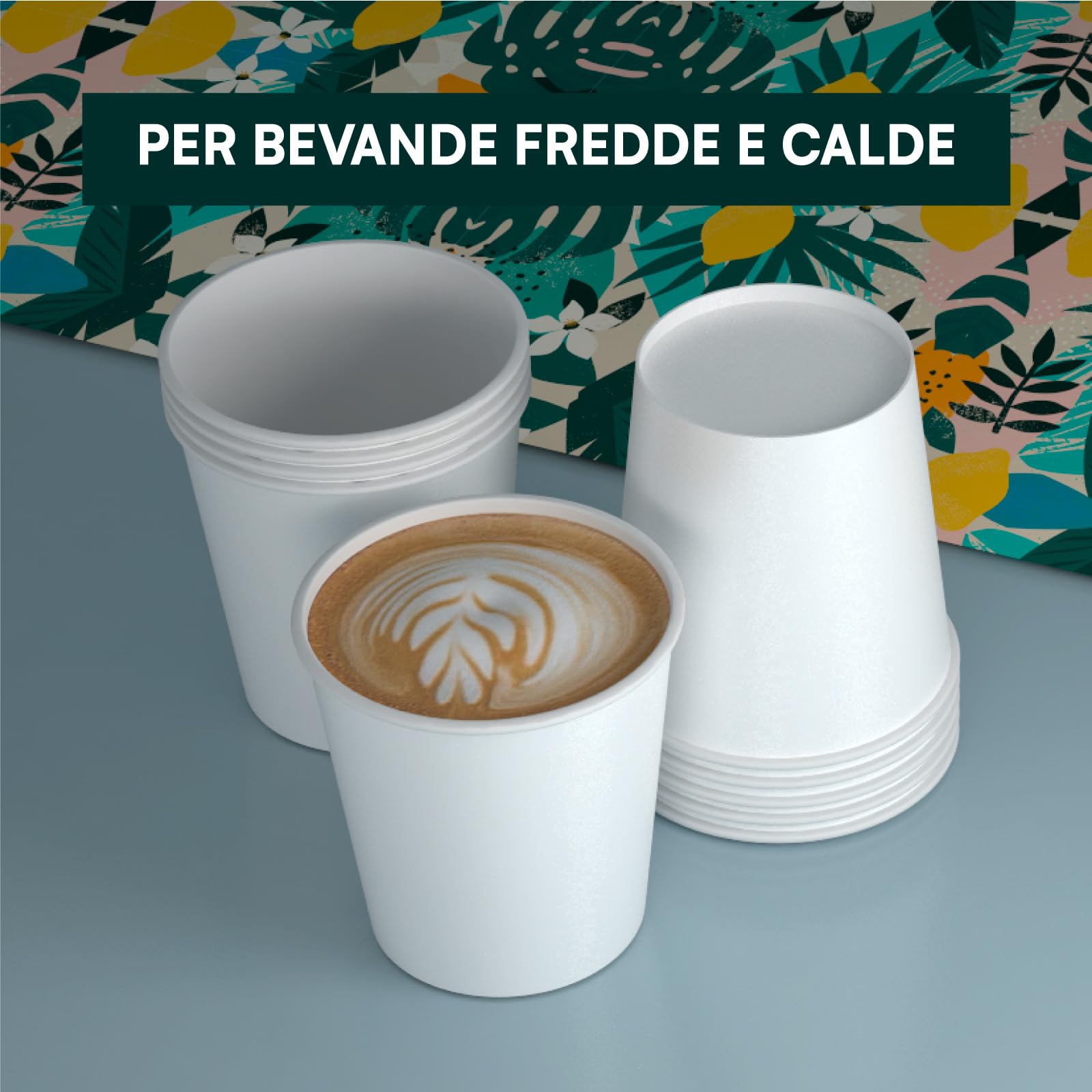 Baciato Caffè 1000 Bicchieri in Carta Bianchi 166ml Ecologici Biodegradabili Monouso Made in Italy Asporto Bevande Calde Acqua - Prodotto e Confezionato in Italia