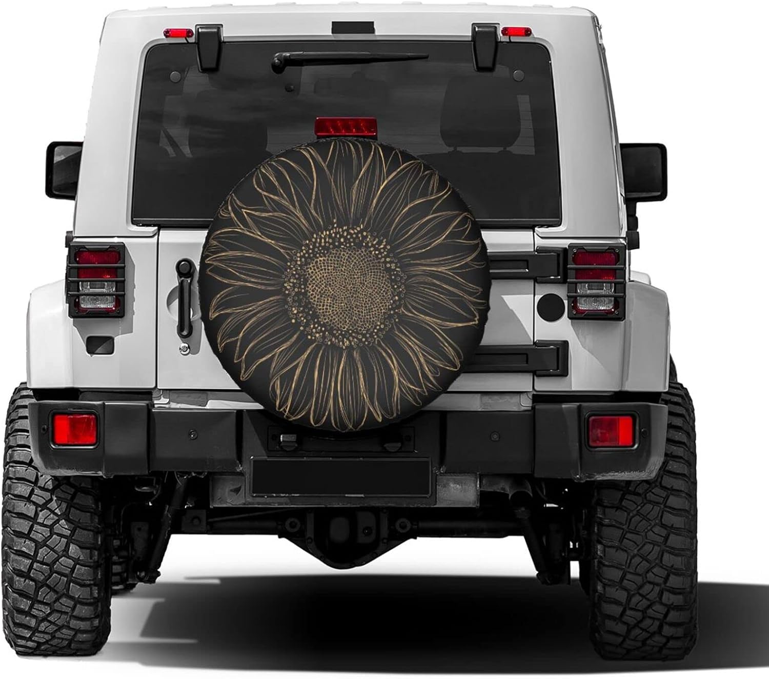 Delerain Spare Tire Covers Sunflower Floral Waterproof Dust-Proof UV Sun Wheel Cover Universal Fit for Trailer, RV, SUV, Truck and Many Vehicle (17 Inch for Diameter 31"-33")