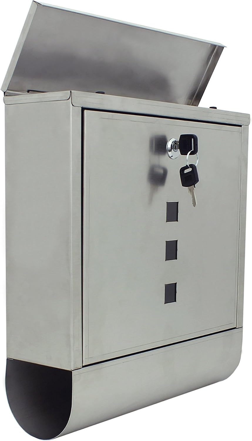 ALEKO USMB-03 Wall Mounted Mail Box with Retrieval Door 2 Keys and Newspaper Compartment