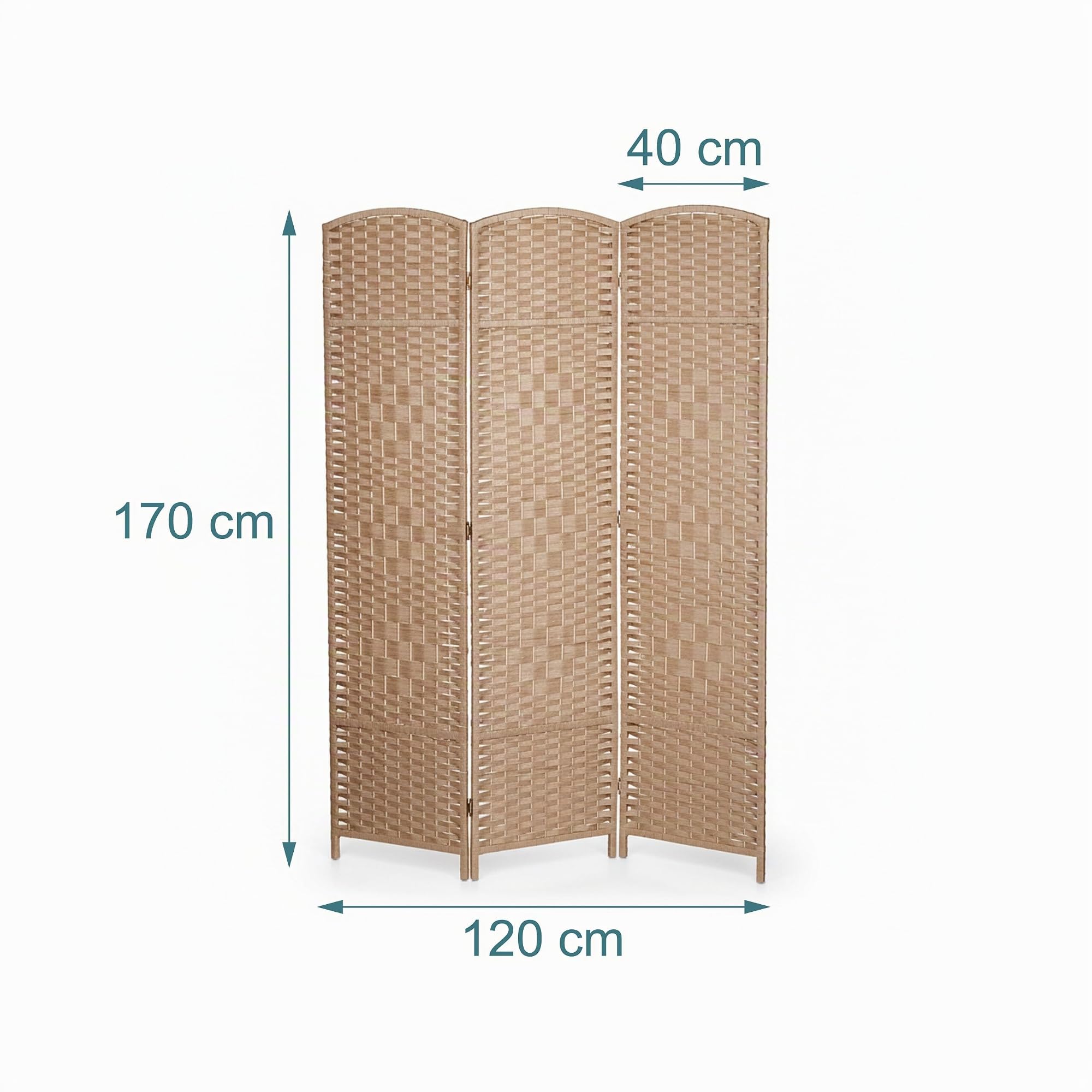 Relaxdays Paravent intérieur 3 Parties, HxL 170 x 120 cm, Pliable, Bois & Corde Papier, Naturel, séparateur de pièce
