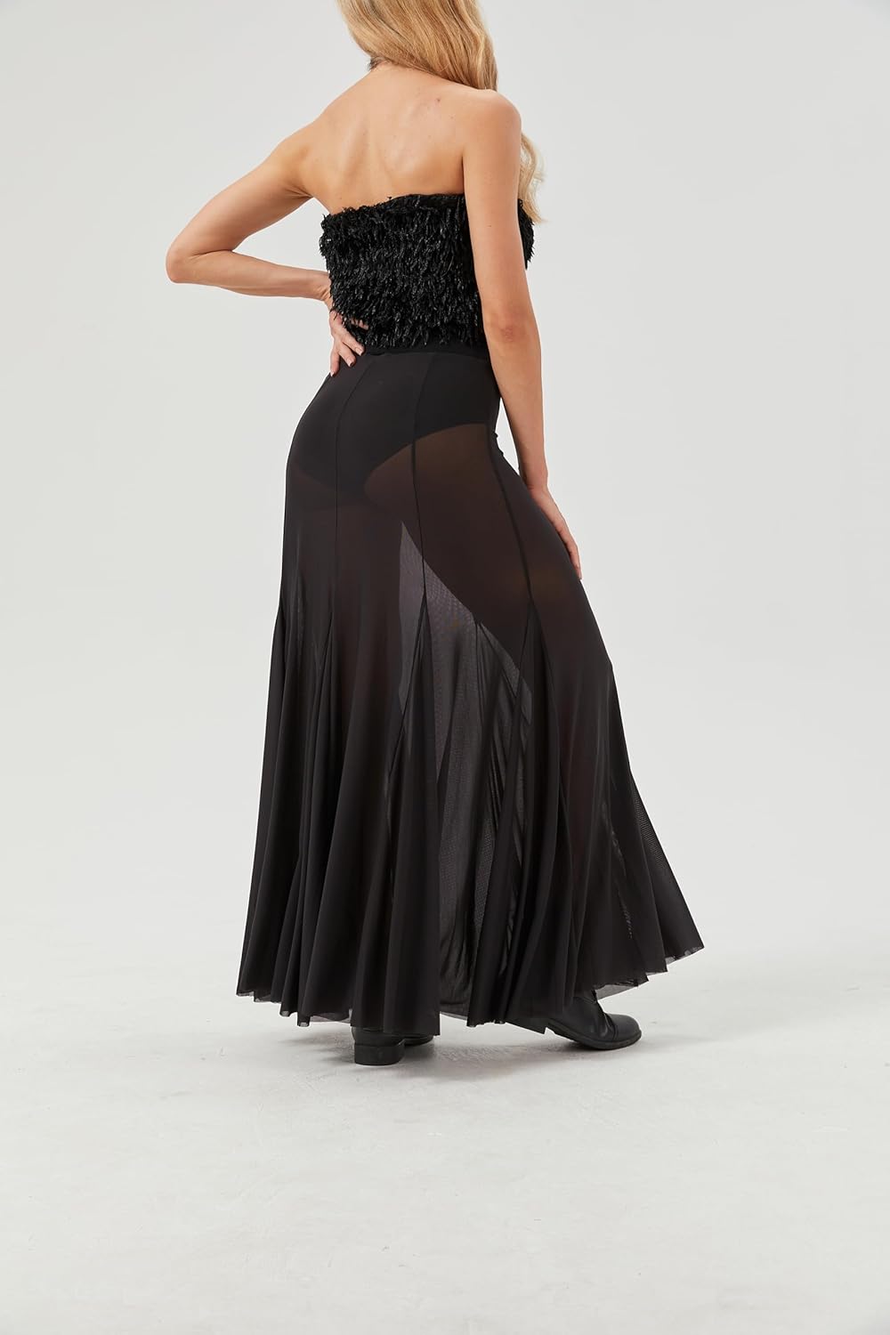 Womens Maxi Skirts Mesh Pleated 2025 Summer Trendy Sexy Club Sheer Boho Beach Cover Up Flowy Long Tulle Skirt - Image 6