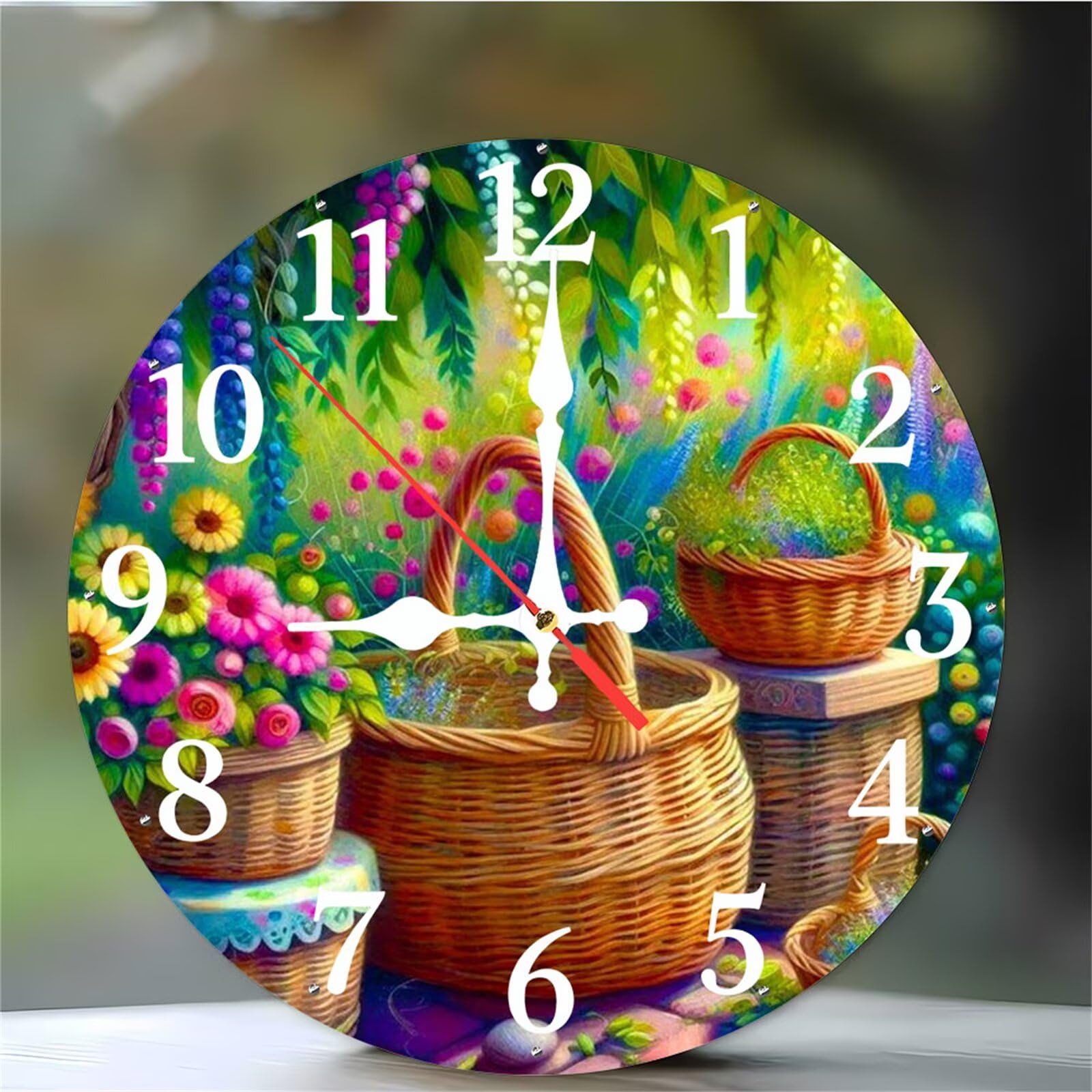 Horloge murale lilas 30cm avec chiffres arabes pour la cuisine