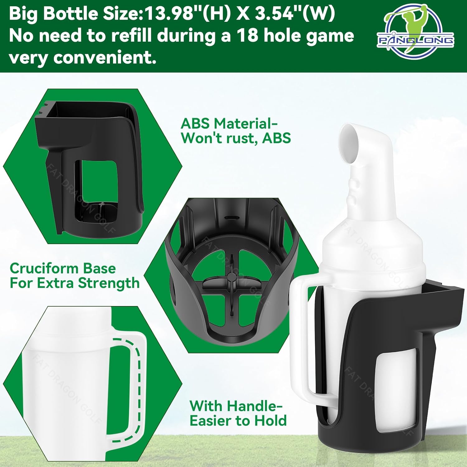 Panglong Precedent Golf Cart Sand Bottle with Handle 1Pcs or 2Pcs, Divots Filler Sand & Seed Bottle with Rattle Proof Holder