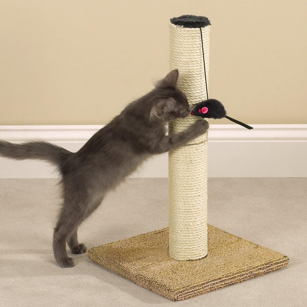 Meow Town Ultimate Scratch N’ Stow Cat Scratching Post with Catnip Infused Mouse, 21-Inches High