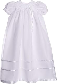 Long White Embroidered Organza Christening Baptism Gown with Bonnet - L (9-12 Month) Price In India