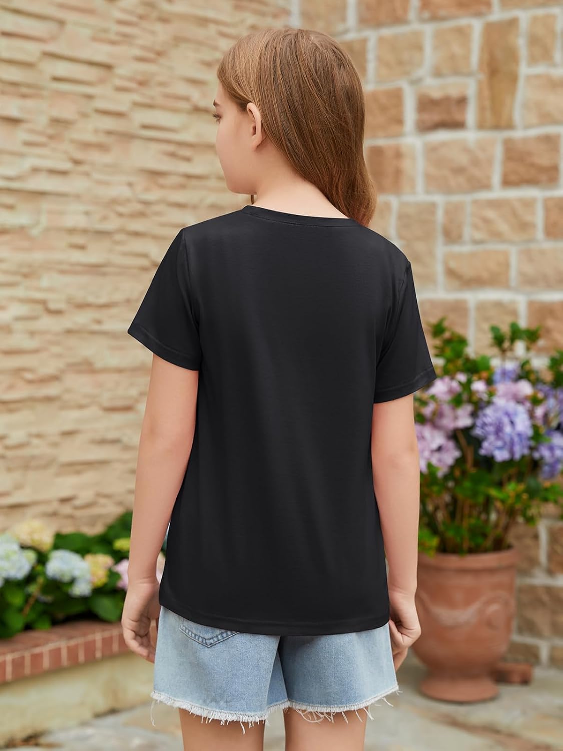 ZDC Girls Short Sleeve Shirts Crewneck T Shirts Kids Summer Tops Basic Tees 5-14 Years - Image 3