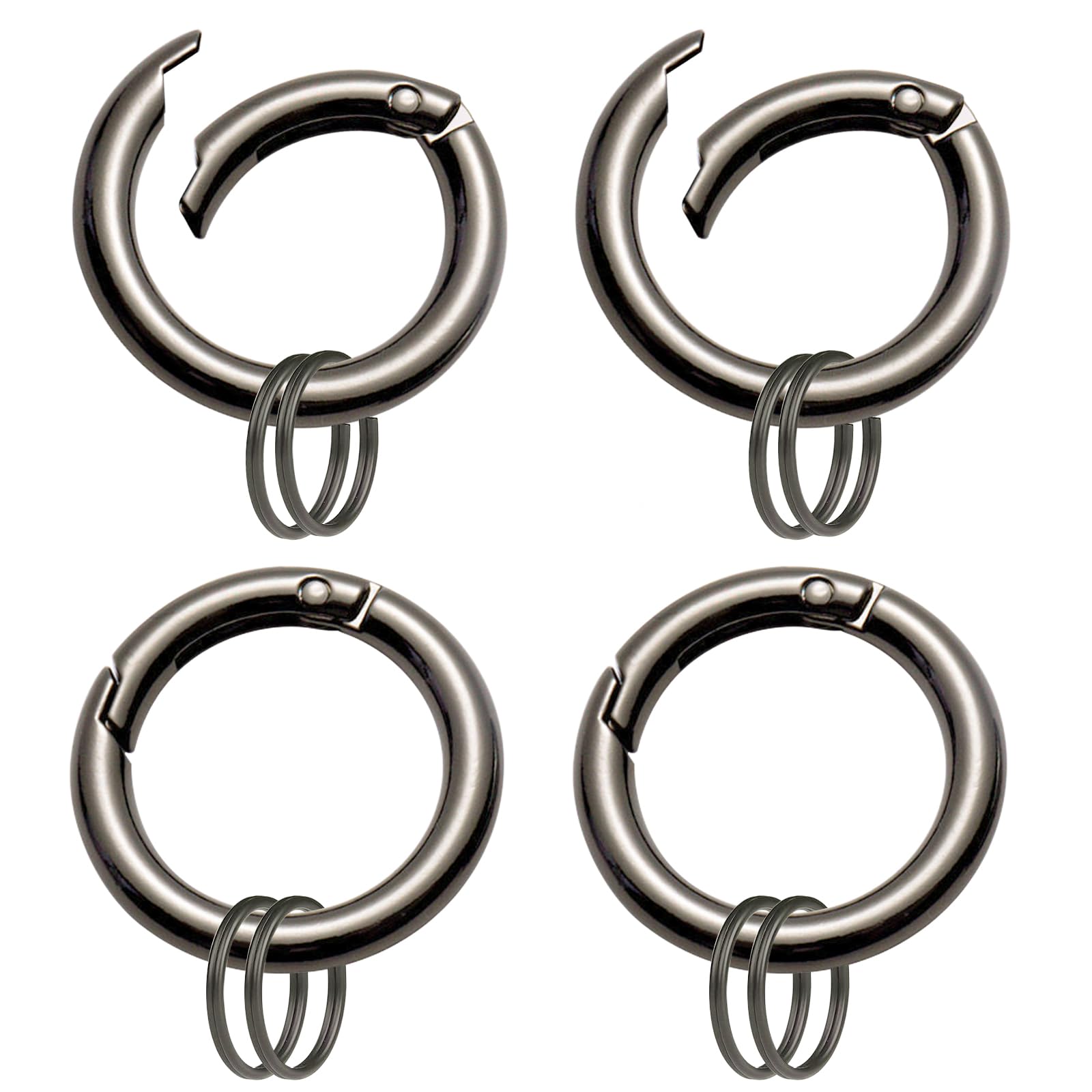 Keychain Trigger Buckle Kit Spring O Ring Round Circle Carabiner Hooks Clip, Spring Snap Keychain with Key Ring
