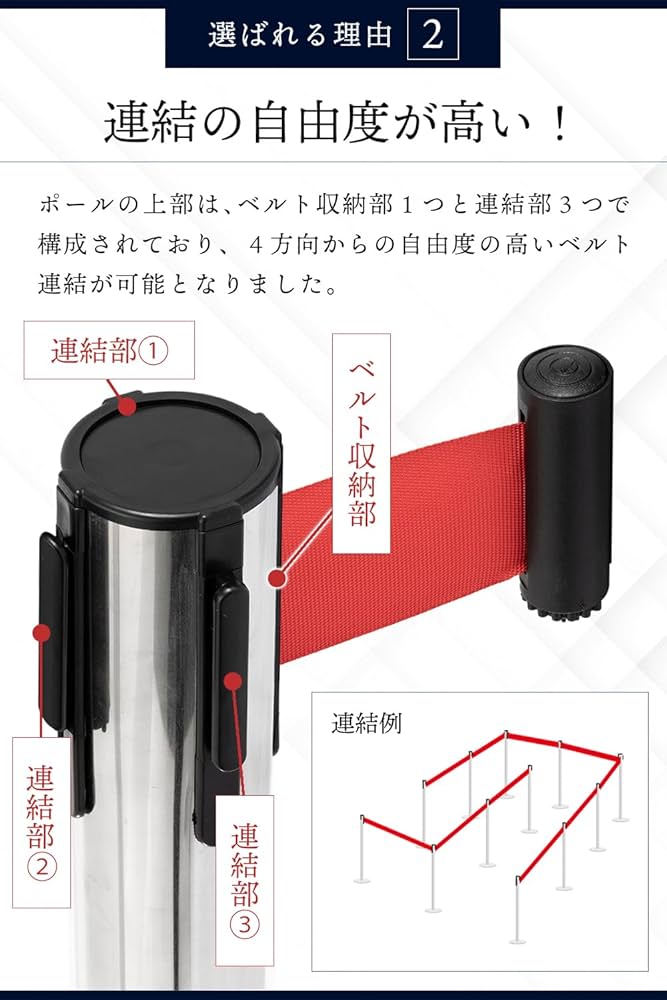 Amazon.co.jp: ベルトパーテーション 【4本セット 自動巻取り