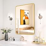 Black Bathroom Mirror for Over Sink - 22×30 Rectangle Bathroom Vanity Mirror Wall Mounted with Matte Aluminum Frame & Rounded Corners, Shatterproof Tempered-Glass, Horizontal/Vertical