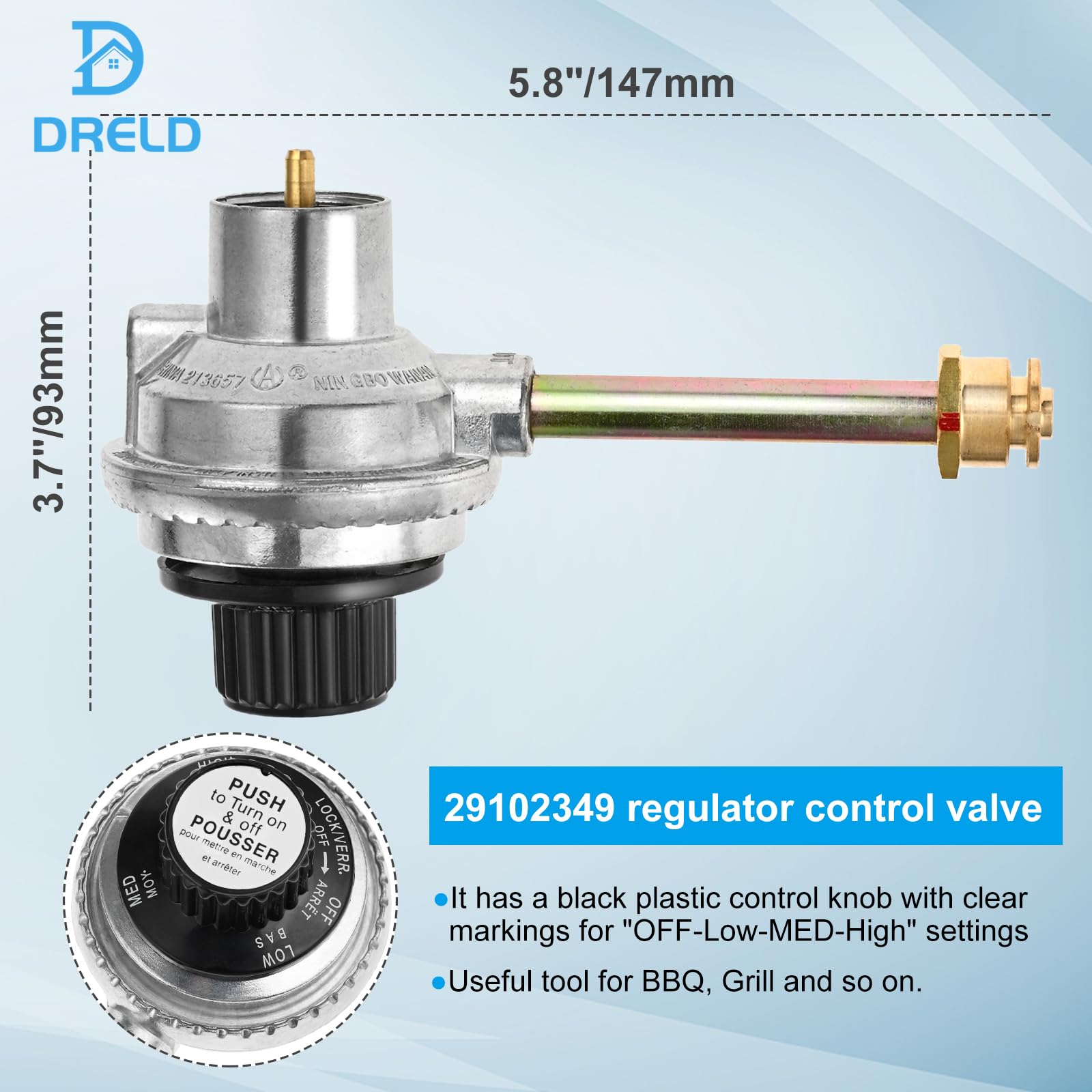 Valvola di controllo del regolatore 29102349 29103224A, ricambio per Char Broil Grill2Go Tru-Infrared 2012 e 29103224A recenti