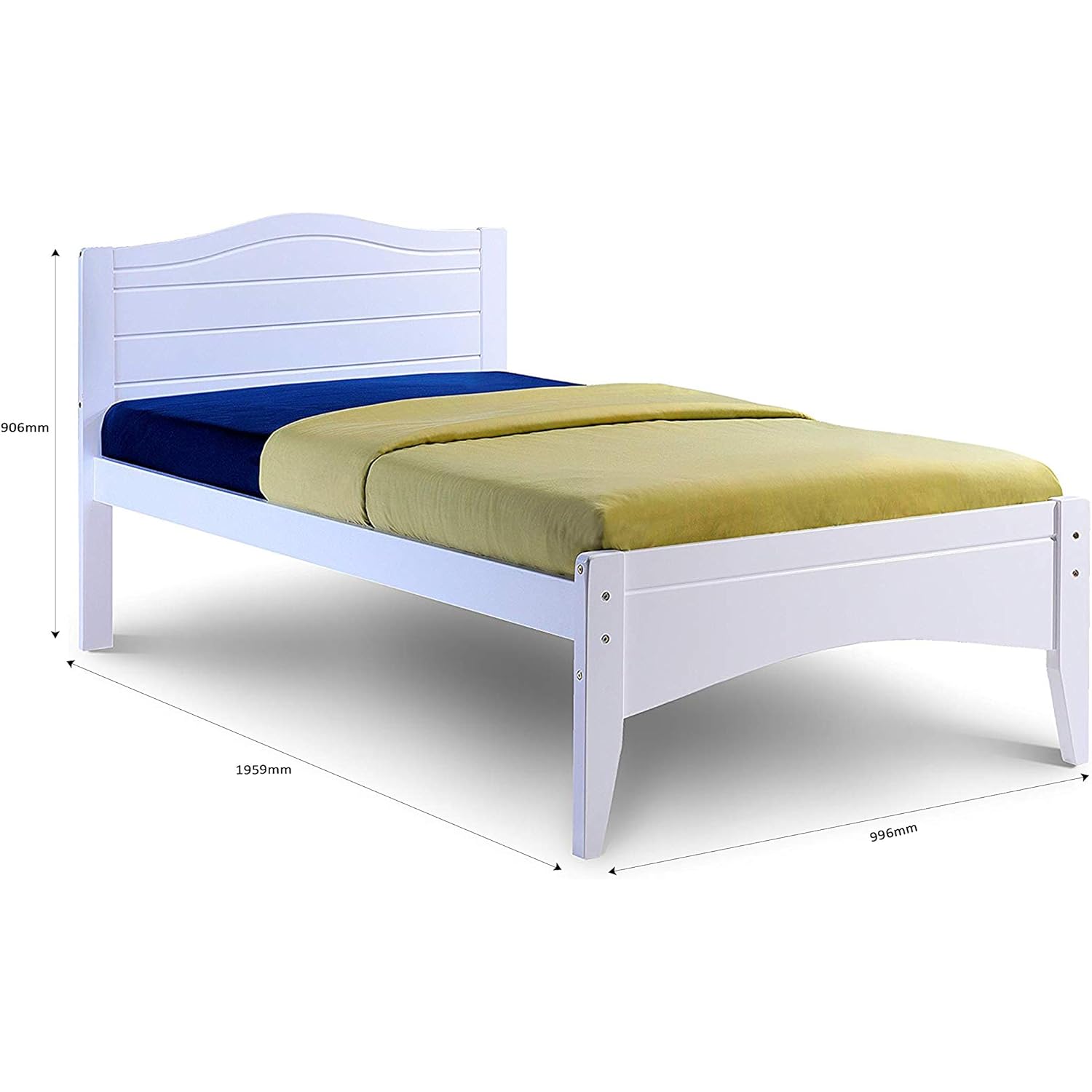 Lauren Heart White Wooden Slatted Bed in 3FT Single (90 x 190cm