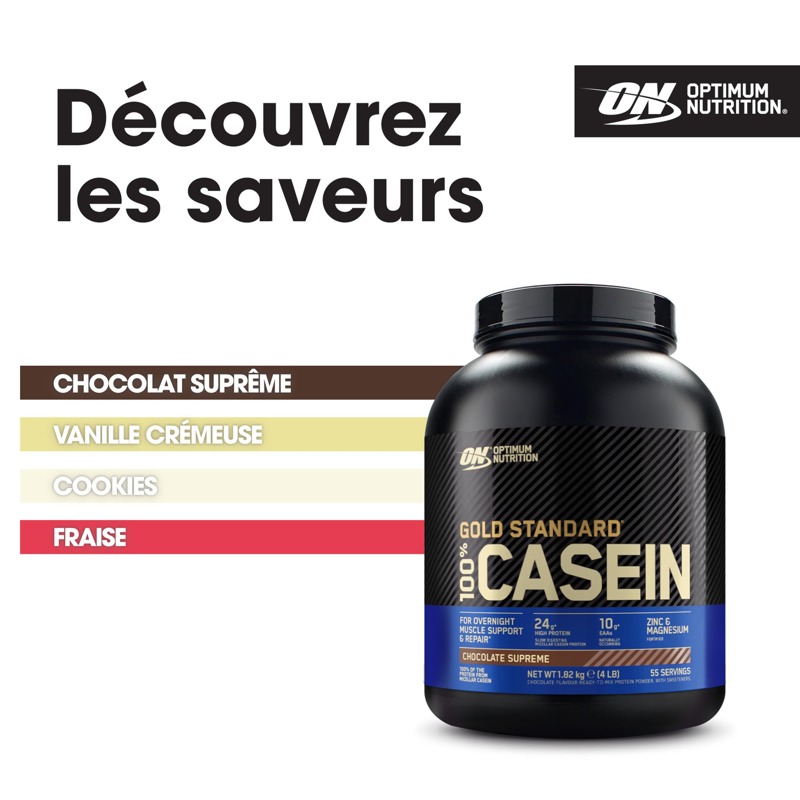 Optimum Nutrition Gold Standard 100% Protéine de Caséine, Goût Chocolat Suprême, 1.82kg, 55 Doses
