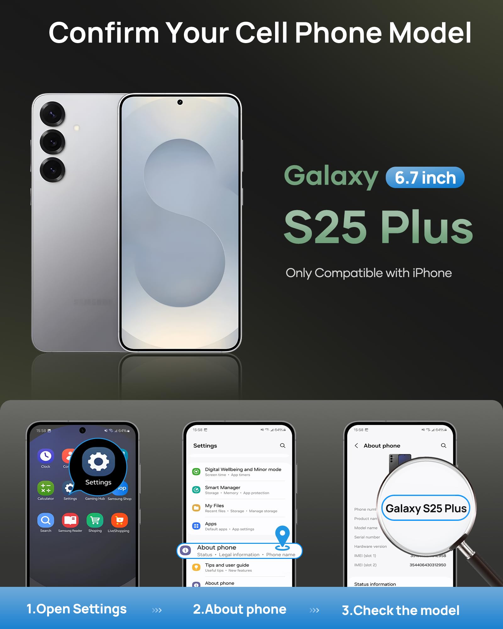 SIXBOX for Samsung Galaxy S25+ Plus Case with Card Holder, Built-in Stand & [2 Pack] Screen Protector & Camera Cover, Rugged Protective Wallet Kickstand Phone Cover Case for S25+ Plus 6.7